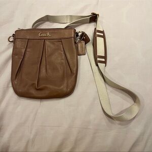 Coach Tan Crossbody Bag with Cream Strap